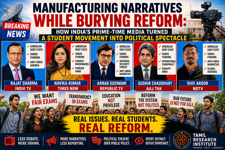 Manufacturing Narratives While Burying Reform: How India’s Prime-Time Media Turned a Student Movement into Political Spectacle